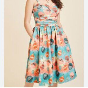 Voodoo Vixen Multicolor Butterfly and Balloon Print Midi Dress